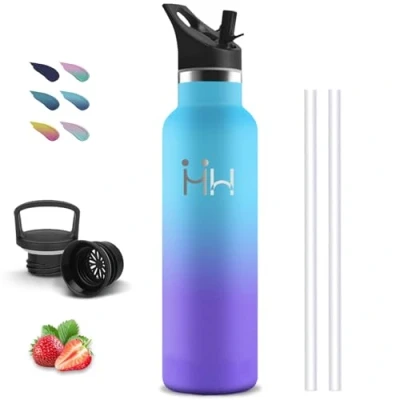 Imagen de Botella Termica 1 litro, Cantimplora Acero Inoxidable, con Pajita, sin BPA, A Prueba de Fugas, Termo Agua, Mantiene 24H Frio/12H Calor, Agua Inoxidable para la Senderismo, Gimnasio