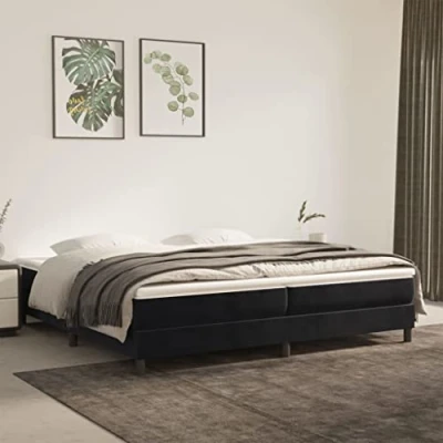 Imagen de vidaXL Estructura de Cama, Somier Matrimonio Listones, Base Cama Tapizada, Mueble para Dormitorio Hogar, Terciopelo Gris Claro 200x200 cm