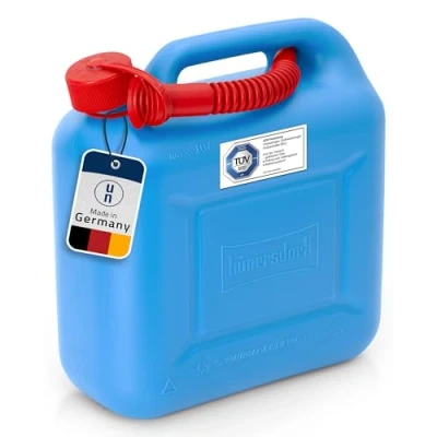 Imagen de Hünersdorff Bidón para carburante STANDARD 10 L, PEAD Azul, con homologación UN, accesorios rojos