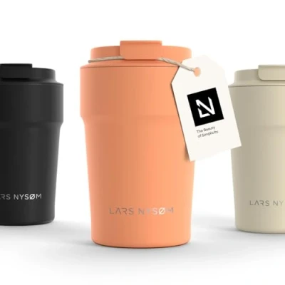 Imagen de LARS NYSØM Taza térmica café para llevar Termo de 0,38 litros con aislante Travel mug acero inoxidable a prueba fugas el y té (Pumpkin Orange, 380ml)