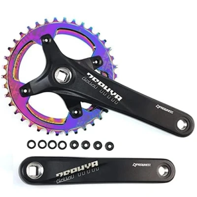 Imagen de splumzer Bielas MTB, Juego de Cuadradas 170 mm para Bicicleta Montaña con Plato 104 BCD 32/34/36 / 38T, Manivela MTB Aleación Aluminio (Vistoso, 32T)