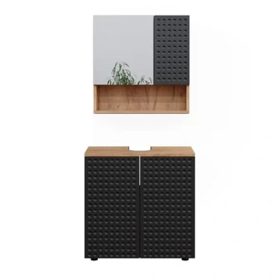 Imagen de Vicco Conjunto de Muebles baño Irma, Roble Dorado/Antracita, 2 Partes, Unidad Base 60 cm