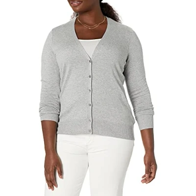 Imagen de Amazon Essentials Jersey Ligero con Cuello de Pico (Disponible en Tallas Grandes) Mujer, Gris Claro Mezcla, M