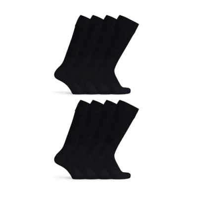 Imagen de Basic Treasure 4 pares de calcetines hasta la rodilla para hombre y mujer con cintura cómoda, medias altas rodilla, largos, color Negro algodón, , 43 46