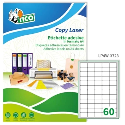 Imagen de Tico LP4W 3723 . Caja de 6000 etiquetas blancas multifunción 37.5x23.5 mm en A4