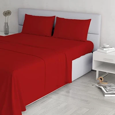 Imagen de Italian Bed Linen Juego de sàbanas “Elegant Cl El Rosso 2Pst, Rojo
