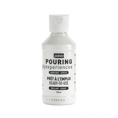 Imagen de Pebeo Pouring Experience 118ml Experiencias de vertido Pintura acrílica premezclada Lista para Usar Ideal Arte Fluido, Blanco Titanio, 118 ml,