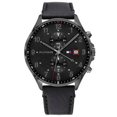 Imagen de Tommy Hilfiger Reloj Analógico de Cuarzo multifunción para hombre con Correa en piel Negro 1791711