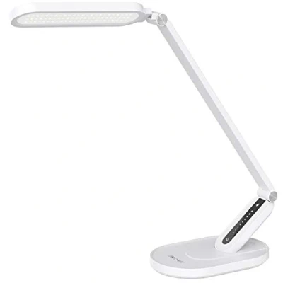 Imagen de JKSWT Lámpara de escritorio LED, Lámparas mesa para el cuidado ojos protege los oficina regulable con 5 modos color Puerto carga USB Control táctil y función memoria