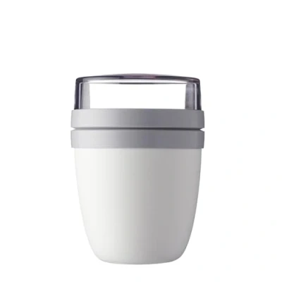 Imagen de Mepal Fiambrera Ellipse Práctico Vaso para Yogur y Muesli Compartimentos separados Porta Alimentos Apto Congelador, Microondas Lavavajillas 500 ml + 200 White