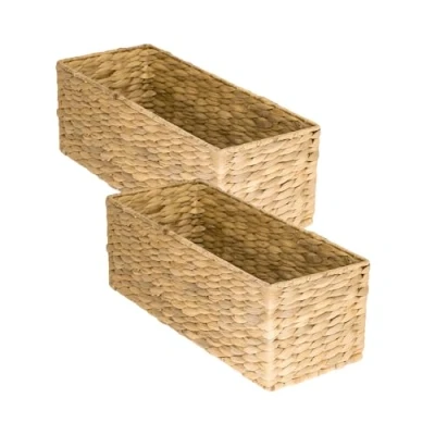 Imagen de HMF cesta de almacenamiento para baño, trenzada jacinto agua algas marinas, juego 2, 38 x 15 14 cm