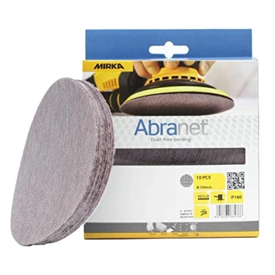 Imagen de Mirka Abranet discos de lijado red Ø 150mm cierre adhesivo / grano P180 10 uds Adecuados para todas las lijadoras orbitales y lijar madera, masilla, barniz