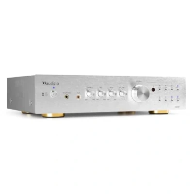 Imagen de Audizio AD420A Amplificador Hi FI de 400w (4 Canales x 100w) y Bluetooth, 1 Salida subwoofer, óptica coaxial, 2 Salidas Altavoz, MP3, EQ, Ideal para Escuchar tu música, Color Aluminio