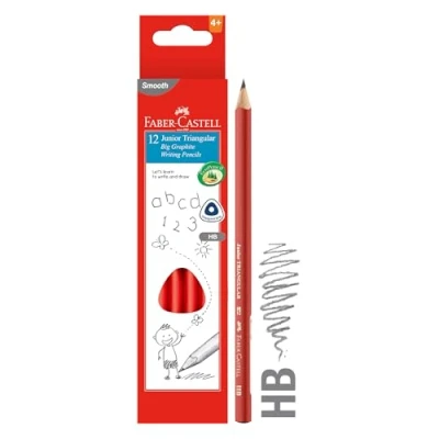 Imagen de Faber Castell 116527 Estuche con 12 lápices de colores triangulares tamaño jumbo, grafito