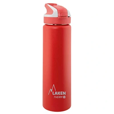 Imagen de LAKEN Botella de Agua Térmica al Vacío Acero Inoxidable Doble Pared (0,75L Rojo) Tecnología 24 Horas Frío Ideal para Trabajo o Deporte Cierre Hermético y Uso Vertical