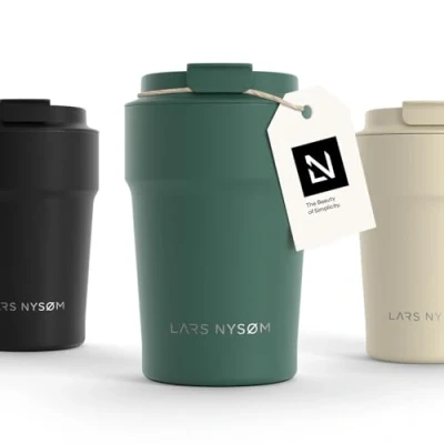 Imagen de LARS NYSØM Taza térmica café para llevar Termo de 0,38 litros con aislante Travel mug acero inoxidable a prueba fugas el y té (Pine Green, 380ml)