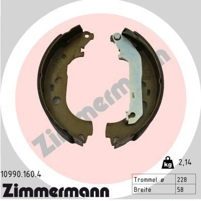 Imagen de ZIMMERMANN 10990.160.4 Zapatas de Freno 228mm 57mm con palanca, Foto correspondiente a la entrega FORD: Tourneo Connect Mk1