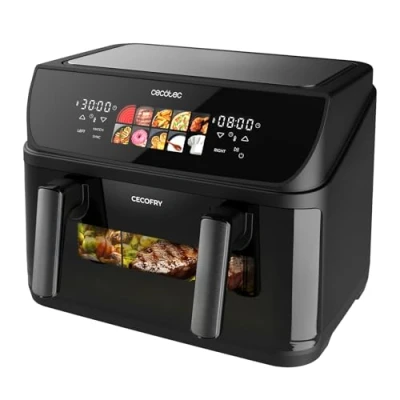 Imagen de Cecotec Freidora de Aire 10L, 4 Resistencias, Air Fryer, Cecofry&amp;Grill Duoheat 10000. 2800W, Dorado Perfecto y Sabor Parrilla en Carnes, Pared Divisoria Móvil, Temperatura dual, 10 Menús