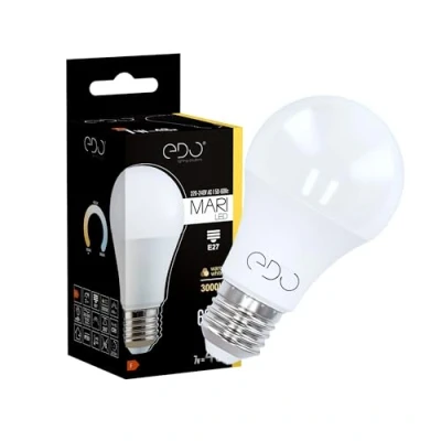 Imagen de EDO Bombilla LED MARI 7W Blanco Cálido 3000K Lámpara con Casquillo E27 600 Lumen No Regulable de Bajo Consumo Bombillas Máxima Eficiencia 220 240 V