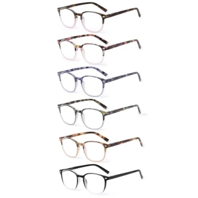 Imagen de JM Gafas Presbicia Mujer con Bisagra de Muelle, Clásico Cuadradas Luz Azul 6 Packs +2.0