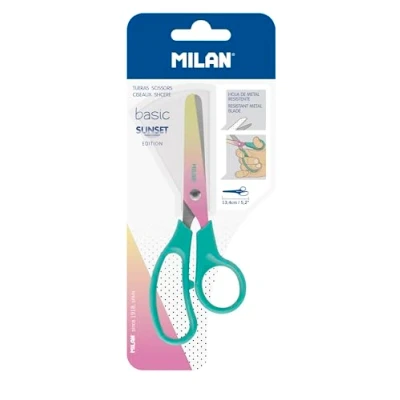 Imagen de MILAN Blíster tijeras Basic edición Sunset, mango turquesa