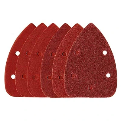 Imagen de 120 hojas de lija con velcro para ratón lijado 92 x 140 mm Granos 20 K40/60/80/120/180/240 5 agujeros Papel lijadora triangular Black + Decker