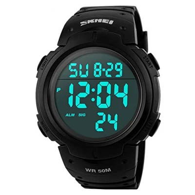Imagen de SKMEI reloj Digital para hombre, impermeable, retroiluminación LED, pantalla de números grandes, multifunción, pulsera deportivo, Negro ,