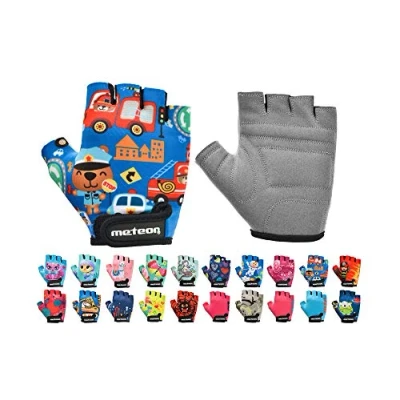 Imagen de Guantes Bicicleta MTB BMX Ciclismo Montaña Carretera Fitness Gimnasio Bici Escalada Senderismo y Otros Deportes Deportivos Sin Dedos para Mujer Hombre (JR M 7 7,5cm, Safe City)