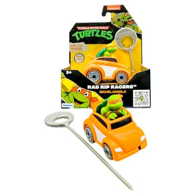 Imagen de TMNT Tortugas Ninja Adolescente Mutante Tortuga Michelangelo RAD Rip Racers, Vehículo de acción, Edición clásica Juguetes y Regalos para Niños 3+