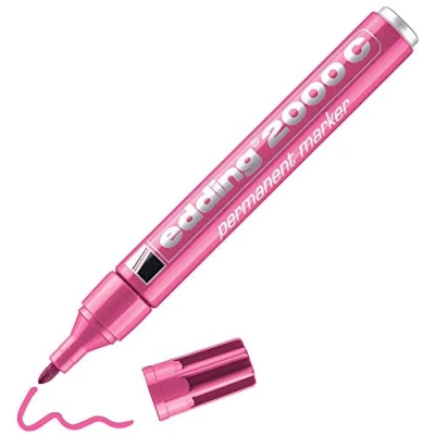 Imagen de edding 2000 C marcador permanente rosa 1 rotulador punta redonda 1,5 3mm indeleble de secado rápido resistente al agua y a los borrones cartón, plástico, madera, metal, tela universal