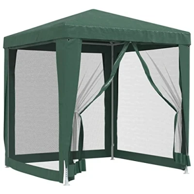 Imagen de vidaXL Carpa para Fiestas con 4 Paredes de Malla, Cenador Bodas, Toldo Resistente al Agua, Jardín Terraza, HDPE Verde