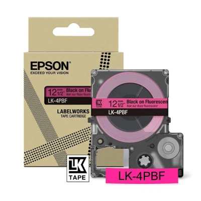 Imagen de Epson LabelWorks LK 4PBF Cartucho de cinta etiquetado compatible con LW C610 y C410 Rosa fluorescente/negro 12mm