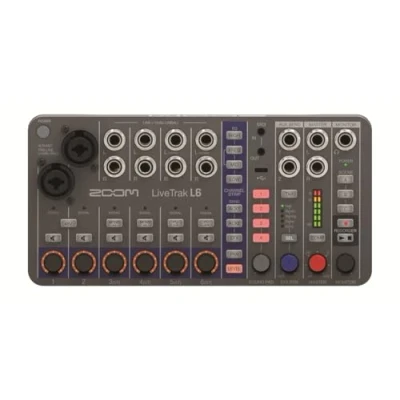 Imagen de Zoom LiveTrak L 6 (Versión de la UE) Mezclador digital portátil 10 pistas, grabadora multipista e interfaz, XLR/TRS, 32 bits, delay, eco, reverb, compresor, transmisión en vivo, gris