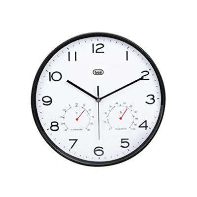 Imagen de Trevi OM 3510 T Reloj de Pared con termómetro e higrómetro, diámetro 30 cm, Movimiento silencioso Barrido