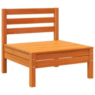 Imagen de vidaXL Sofá de Jardín sin Reposabrazos, Individual, Sillón Exterior, Asiento Modular para Patio Balcón, Madera Maciza Pino Marrón Cera