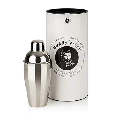Imagen de Buddy&#039;s bar coctelera de „Clásico“, 700ml acero inoxidable brillante, apta para alimentos, elegante, caja regalo inclusiva, lavavajillas