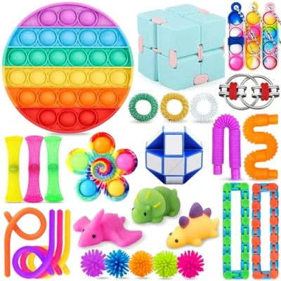 Imagen de Chennyfun Kit de Juguetes Sensoriales, 30PCS Antiestrés, Aliviar el Estrés con Cubo Infinito, Mochi Squeeze Toys, para y Ansiedad Niños Adultos, Autismo, TDAH