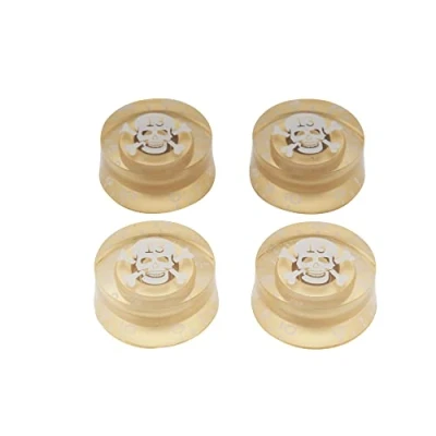 Imagen de Musiclily Métrica 6mm Botones de Potenciómetros Guitarra Speed Knobs Perillas Control para Eléctrica Epiphone Les Paul, Dorado con Blanco Calavera(4 Piezas)