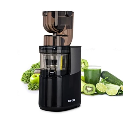 Imagen de Bio Chef Atlas Whole Slow Juicer Pro Extractor de zumos, 350W, 40 RPM, Licuadora Prensado en Frío. Garantía por Vida el Motor. (Negro)