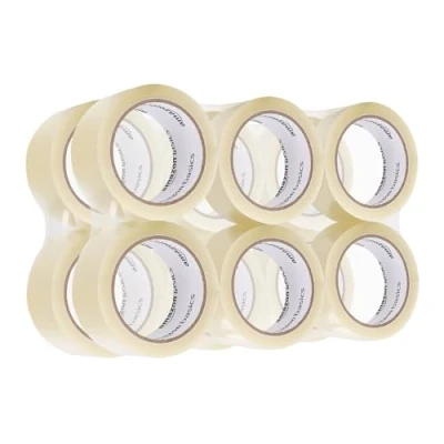 Imagen de Amazon Basics Cinta de embalaje, juego 12 rollos, 0.07 mm grosor, 50 x 55 m, transparente, ideal para embalar, enviar, mudarse o almacenar