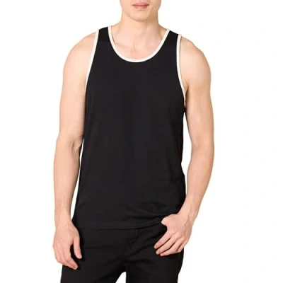 Imagen de Amazon Essentials Camiseta de Tirantes Ajuste Entallado Hombre, Negro/Blanco, XL