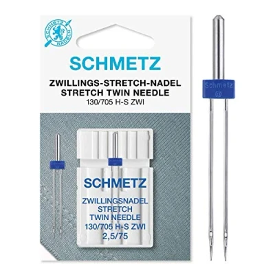 Imagen de SCHMETZ Aguja para máquinas de coser 2 Gemela Stretch 2,5/75 130/705 H S ZWI NE 2,5 Indicada todas las domésticas que cuenten con función zigzag