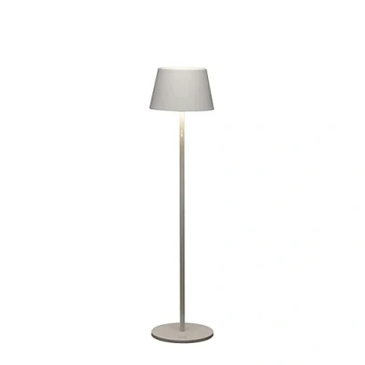 Imagen de Konstsmide Pomezia 7824 250 Lámpara de pie para interiores y exteriores, resistente a la lluvia, USB, 11 colores luz, 3 alturas, duración batería hasta 20 horas, color blanco