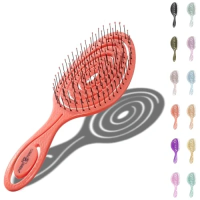 Imagen de CHIARA AMBRA Cepillo para Pelo Desenredante Sin Tirones Antirotura Plástico Reciclado Rizado Liso Ondulado Color Melocotón