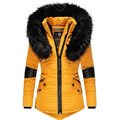 Imagen de Navahoo Nirvana Chaqueta de Invierno para Mujer con Capucha Pelo sintético Negro Amarillo20 S