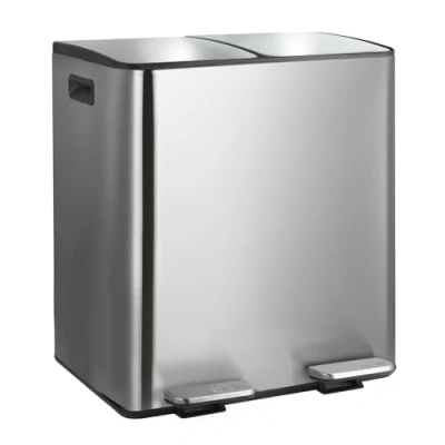Imagen de Spirella CUBO BASURA DE 40L PARA RECICLAJE CON PEDAL RETRACTIL MODELO ALIYA EN ACERO SATINADO 2 X 20L. CAIDA AMORTIGUADA Y CUBOS INTERIORES 20L