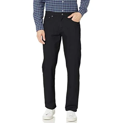 Imagen de Amazon Essentials Pantalón de Sarga Elástico con 5 Bolsillos Ajuste Informal Hombre, Negro, 33W / 32L