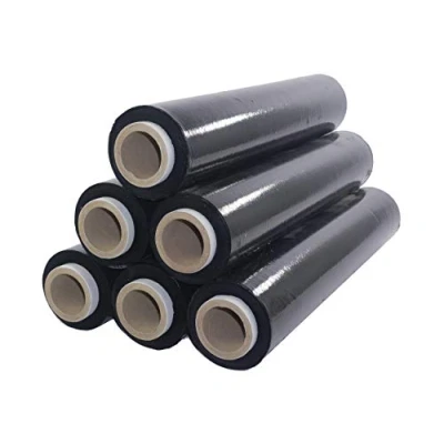Imagen de Netuno 6x rollos de film estirable color negro DIN ancho 50cm espesor 23µm peso 2,5kg lámina elástica película polietileno retráctil industrial para embalaje paletas paquetes cajas mudanza stretch