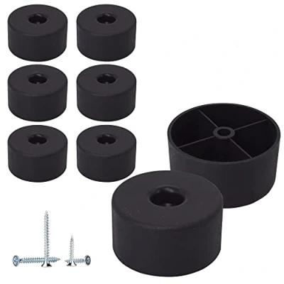 Imagen de SKIR&#039;CO Paquete de 8 patas plástico negro para muebles, altura 25 mm, diámetro redondo 50 tornillos incluidos (8)