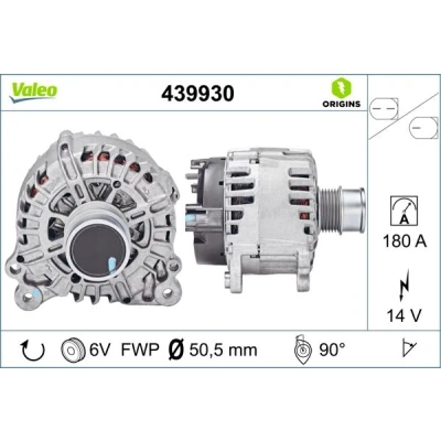 Imagen de VALEO 439930 Alternador 14V 180A VOLKSWAGEN: Sharan II, Golf 7, Tiguan SKODA: Octavia 3 Combi, Yeti, Superb III Familiar, SEAT: Leon Hatchback